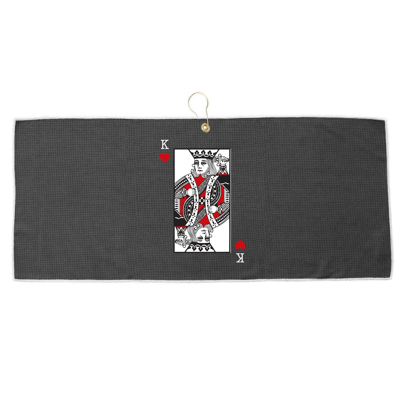 King Of Hearts Valentines Day Cool Playing Card Poker Casino Large Microfiber Waffle Golf Towel