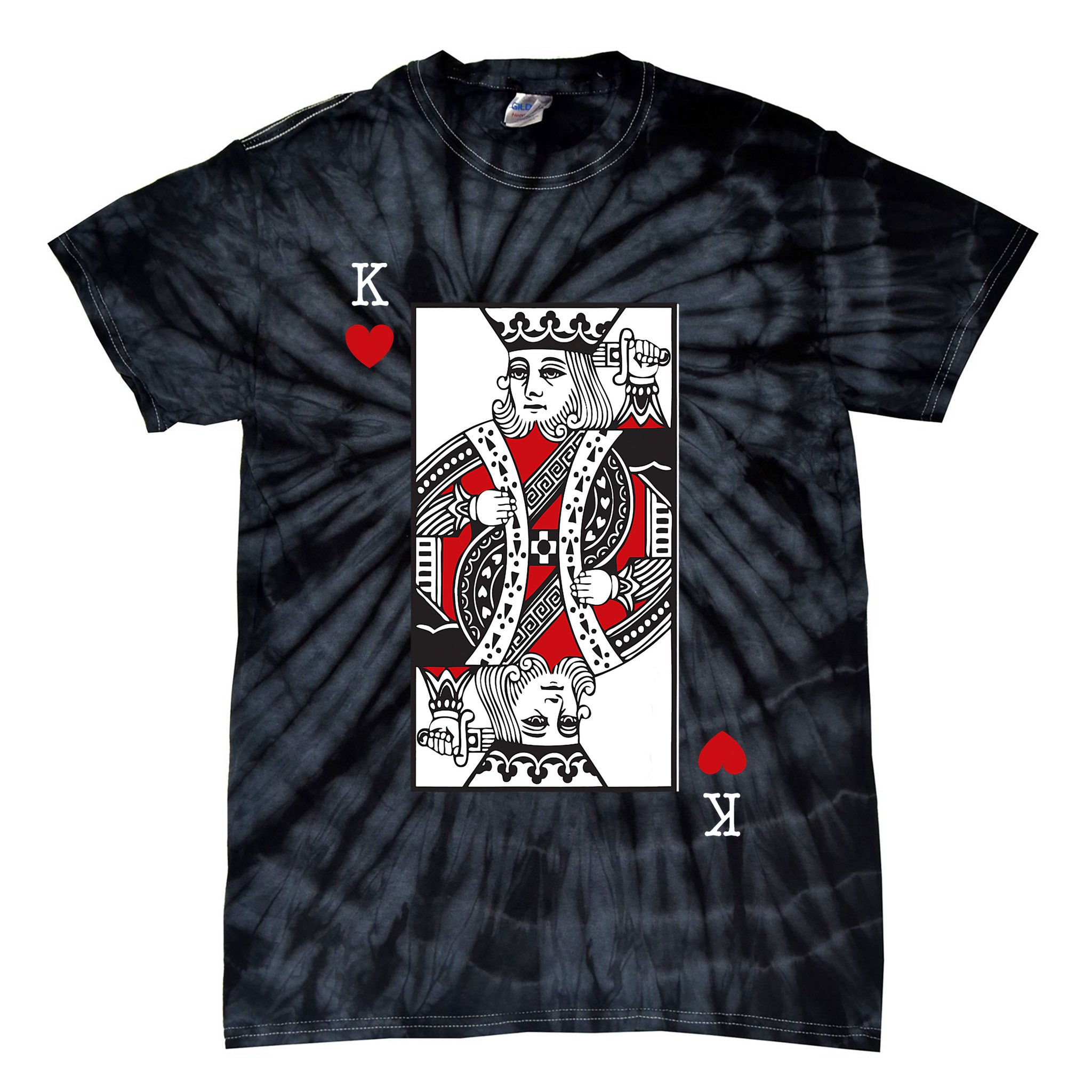 King Of Hearts Valentines Day Cool Playing Card Poker Casino Tie-Dye T-Shirt