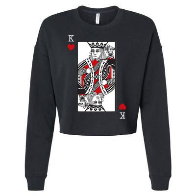 King Of Hearts Valentines Day Cool Playing Card Poker Casino Cropped Pullover Crew