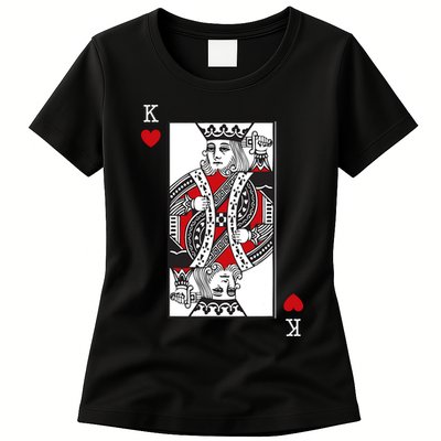 King Of Hearts Valentines Day Cool Playing Card Poker Casino Womens T-Shirt