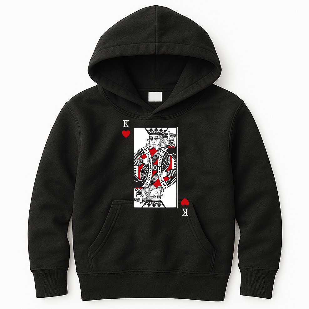 King Of Hearts Valentines Day Cool Playing Card Poker Casino Kids Hoodie