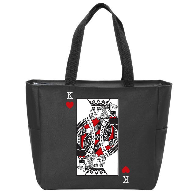 King Of Hearts Valentines Day Cool Playing Card Poker Casino Zip Tote Bag