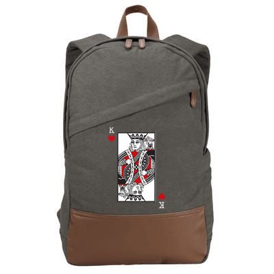 King Of Hearts Valentines Day Cool Playing Card Poker Casino Cotton Canvas Backpack