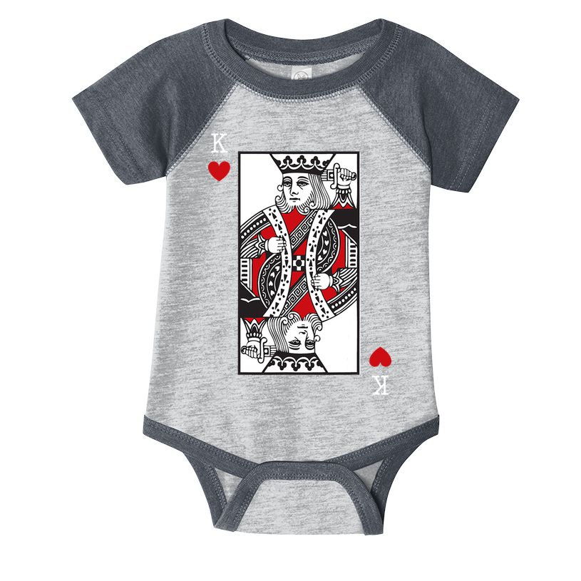 King Of Hearts Valentines Day Cool Playing Card Poker Casino Infant Baby Jersey Bodysuit