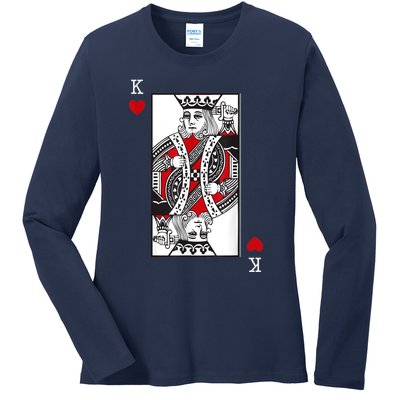 King Of Hearts Valentines Day Cool Playing Card Poker Casino Ladies Long Sleeve Shirt