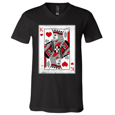 King Of Hearts Valentines Day Cool Vday Couple Matching V-Neck T-Shirt