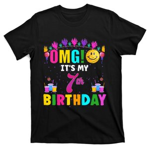 Kids OMG Its My 7th Birthday Cute 7 Year Old Birthday Party T-Shirt