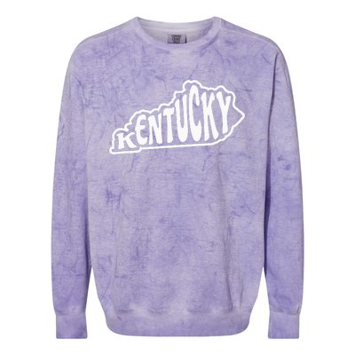 Kentucky Outline In White Colorblast Crewneck Sweatshirt