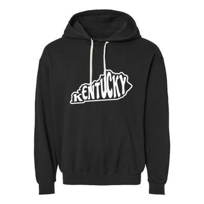 Kentucky Outline In White Garment-Dyed Fleece Hoodie