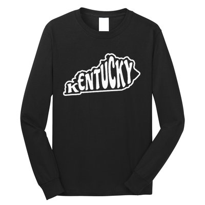 Kentucky Outline In White Long Sleeve Shirt