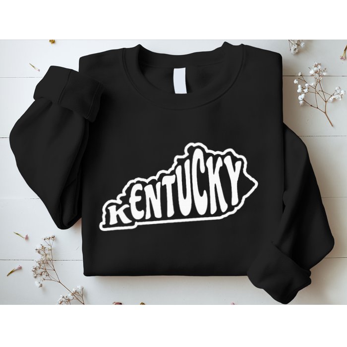 Kentucky Outline In White Sweatshirt