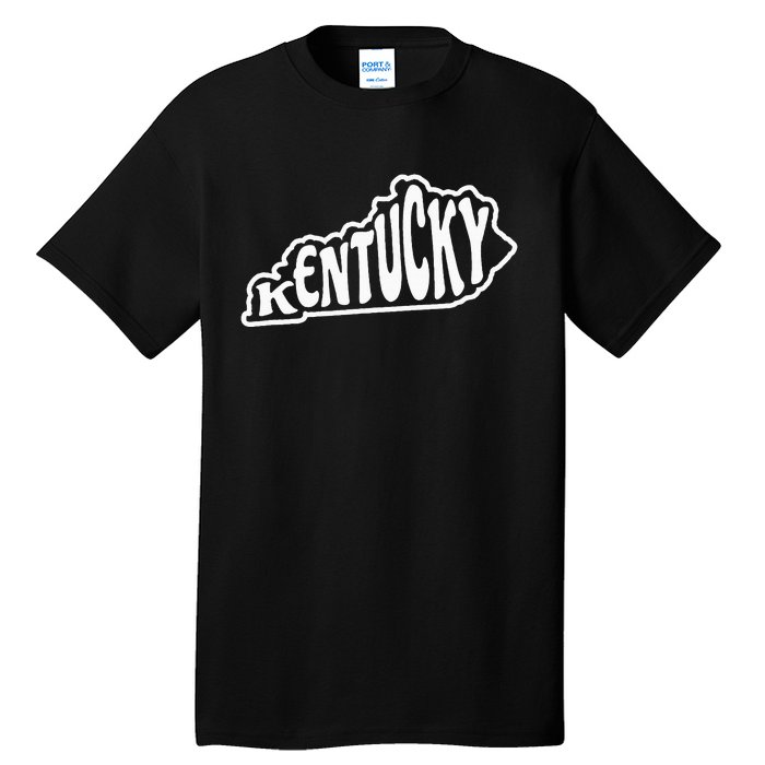 Kentucky Outline In White Tall T-Shirt