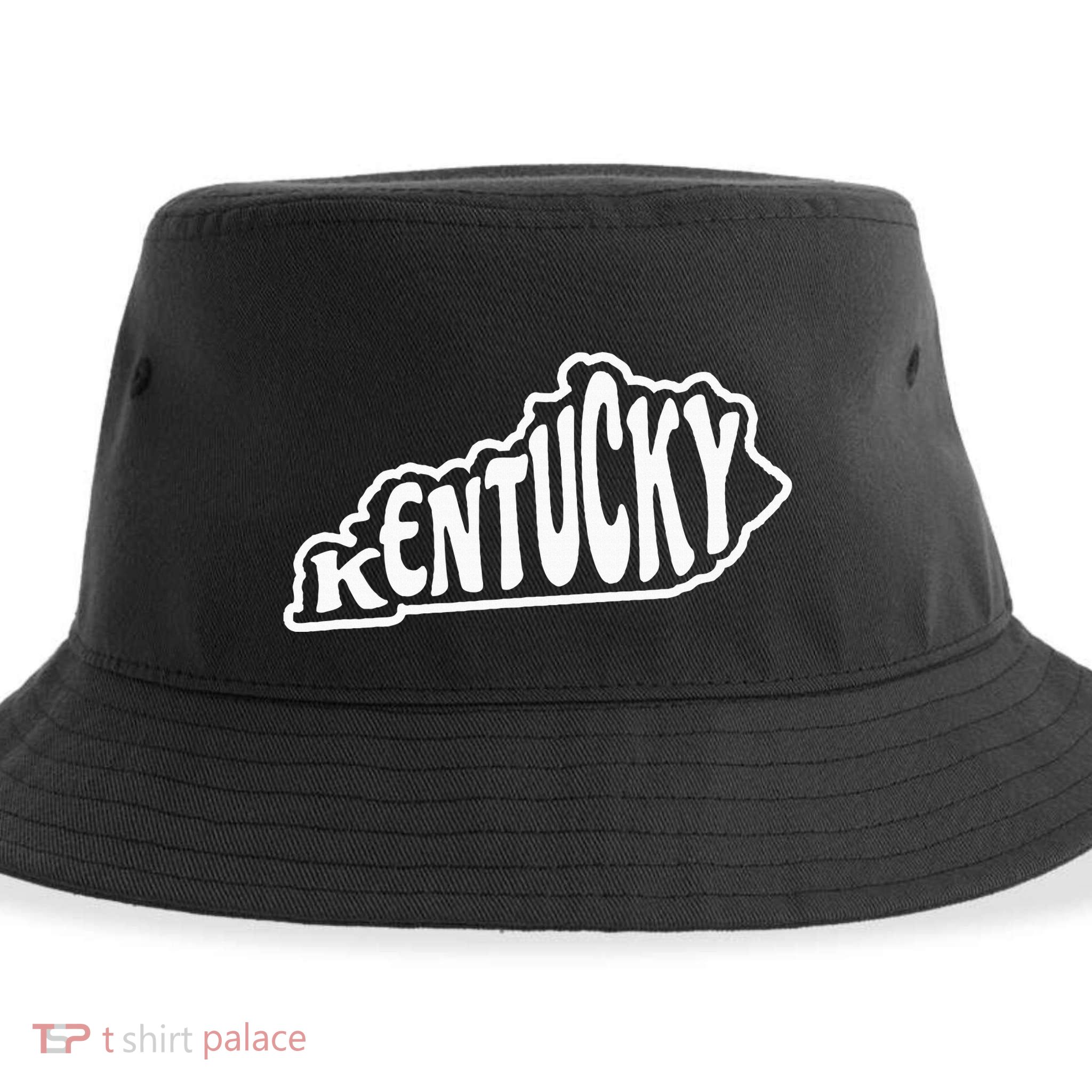 Kentucky Outline In White Sustainable Bucket Hat