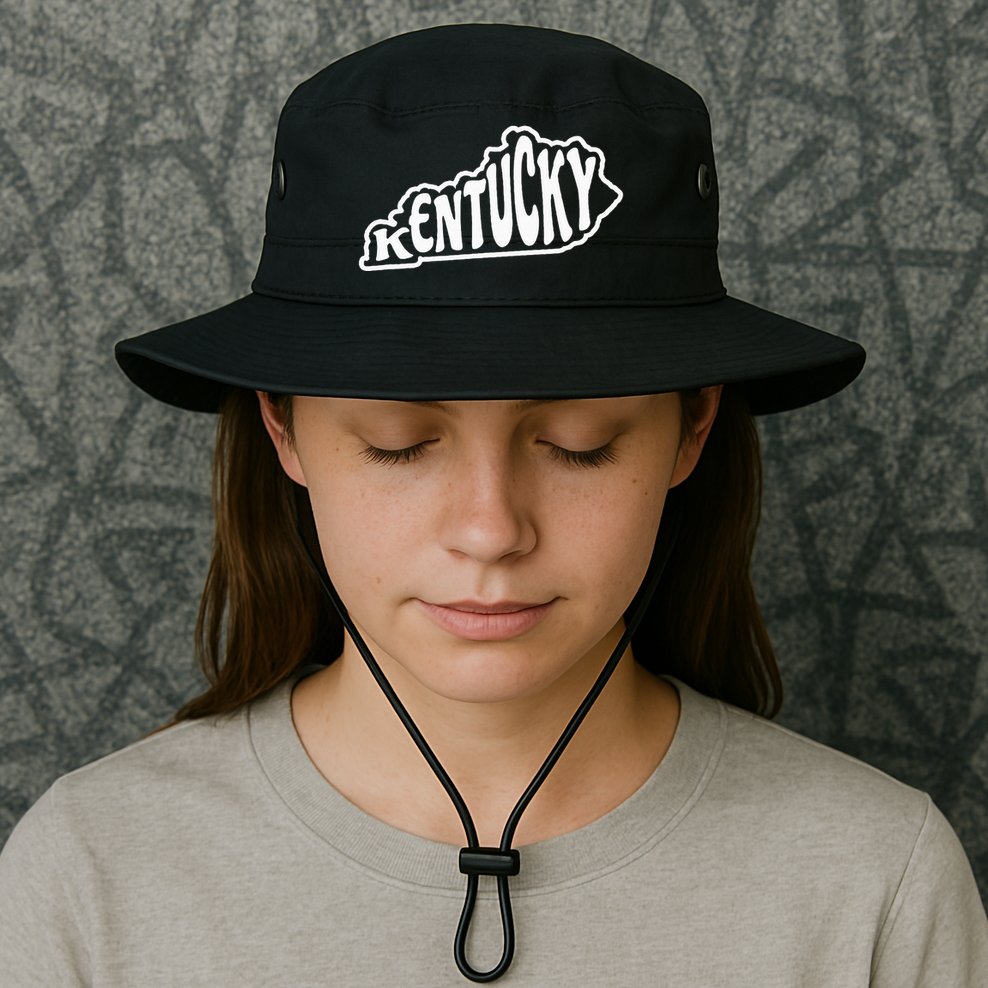 Kentucky Outline In White Bucket Hat