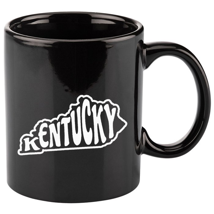 Kentucky Outline In White 11oz C Handle Ceramic Mug