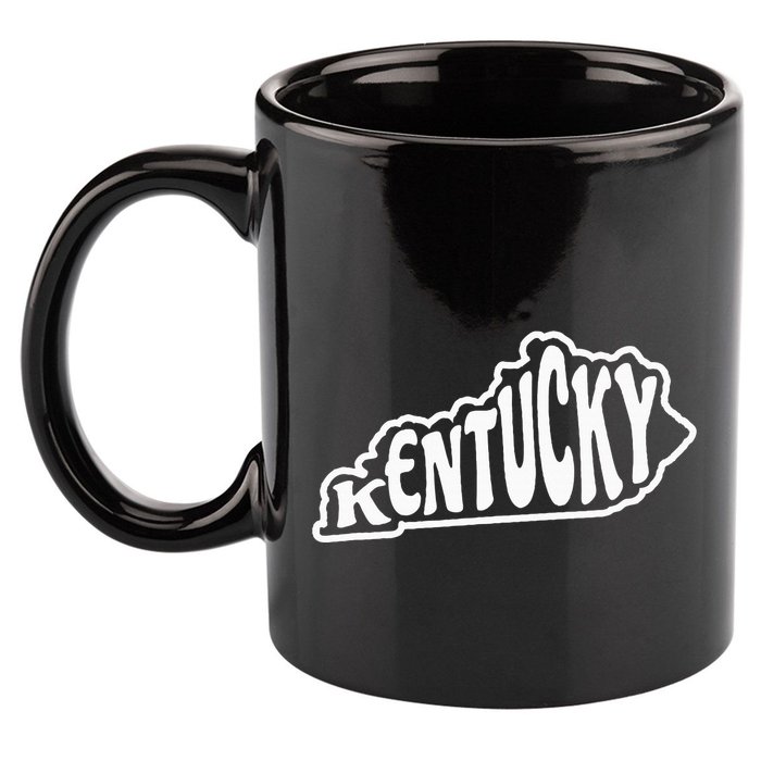 Kentucky Outline In White 11oz C Handle Ceramic Mug