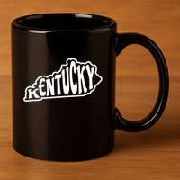 Kentucky Outline In White 11oz C Handle Ceramic Mug