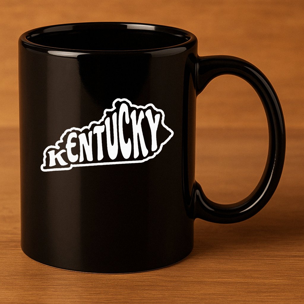 Kentucky Outline In White 11oz C Handle Ceramic Mug