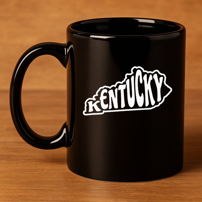 Kentucky Outline In White 11oz C Handle Ceramic Mug