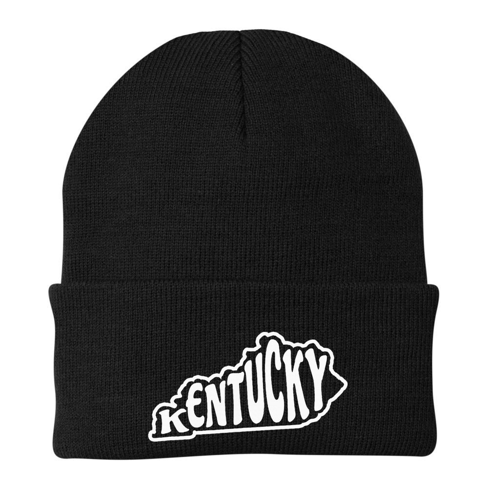 Kentucky Outline In White Beanie