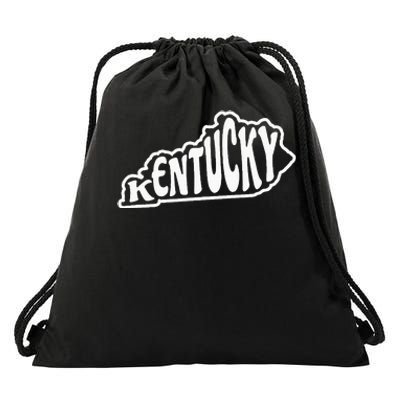 Kentucky Outline In White Drawstring Bag