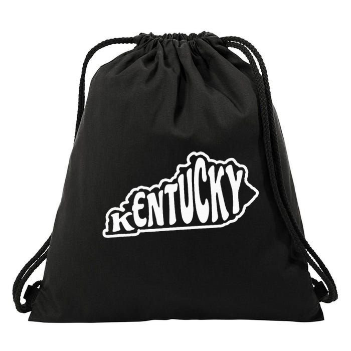 Kentucky Outline In White Drawstring Bag