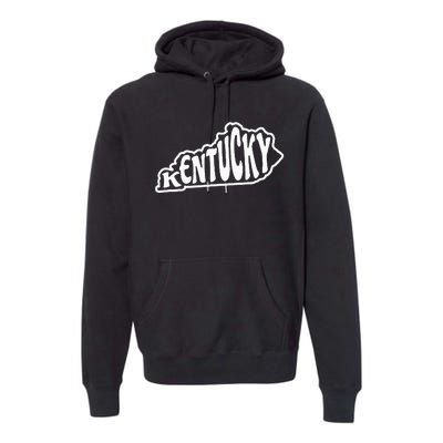 Kentucky Outline In White Premium Hoodie