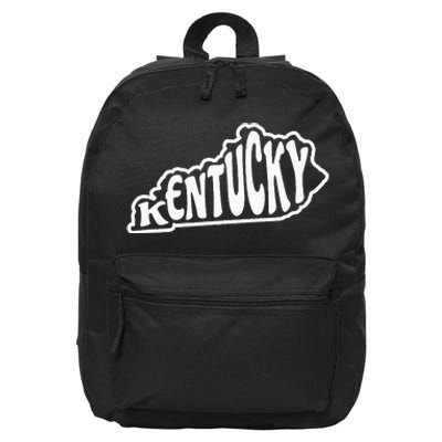 Kentucky Outline In White 16 in Basic Backpack