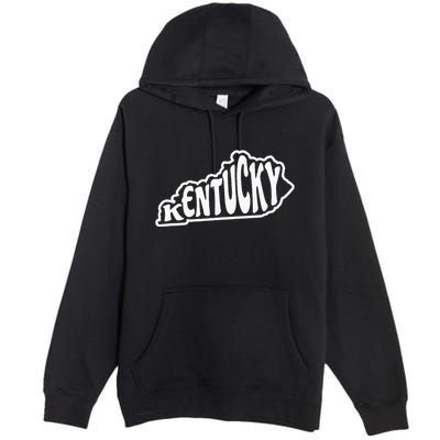 Kentucky Outline In White Premium Pullover Hoodie