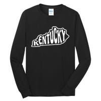 Kentucky Outline In White Tall Long Sleeve T-Shirt