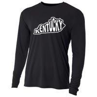 Kentucky Outline In White Cooling Performance Long Sleeve Crew