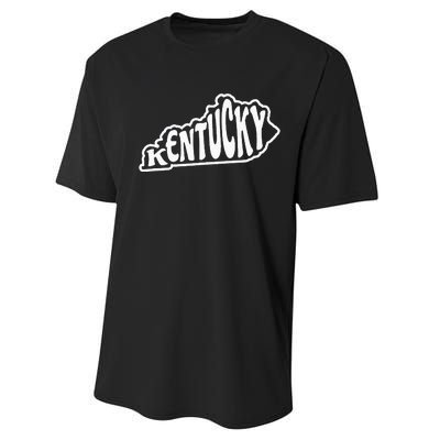 Kentucky Outline In White Performance Sprint T-Shirt