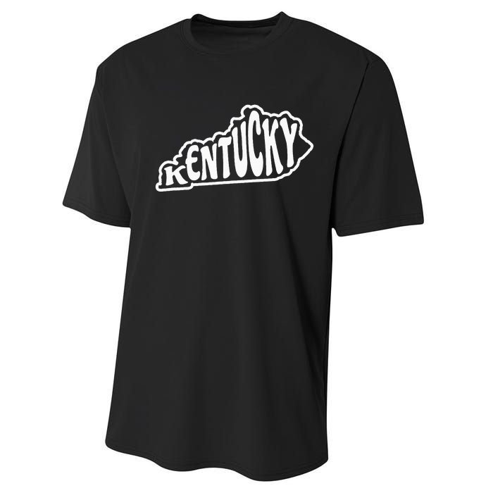 Kentucky Outline In White Performance Sprint T-Shirt