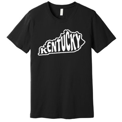 Kentucky Outline In White Premium T-Shirt