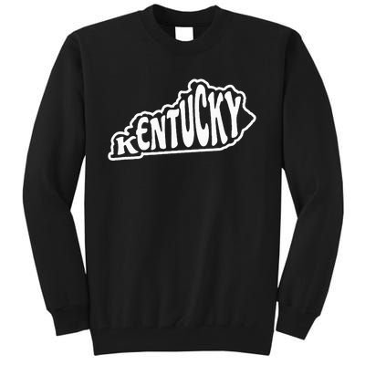 Kentucky Outline In White Tall Sweatshirt