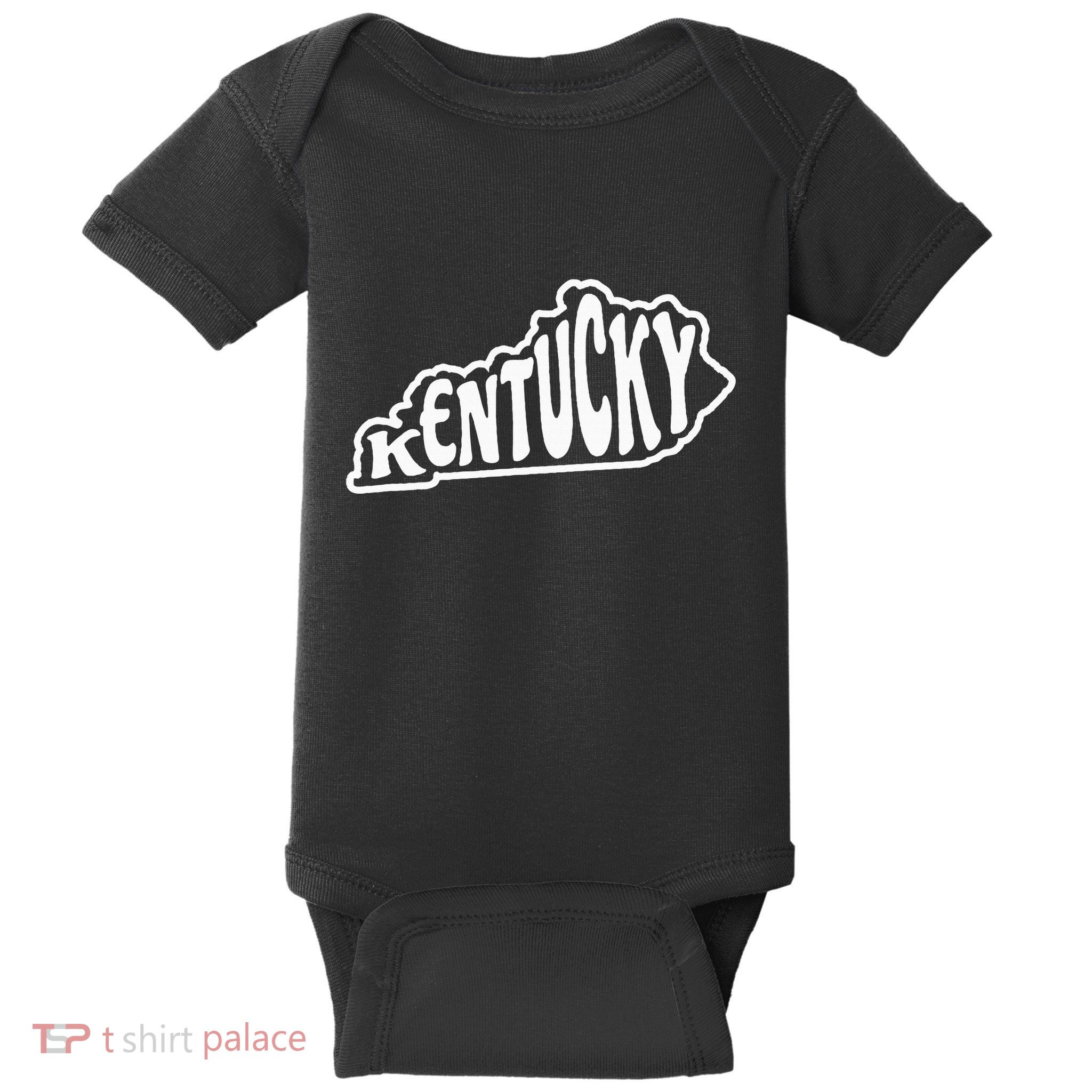 Kentucky Outline In White Baby Bodysuit