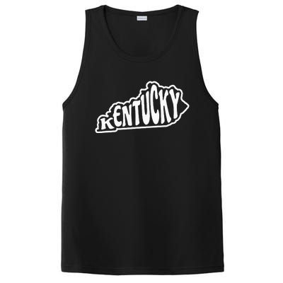 Kentucky Outline In White PosiCharge Competitor Tank