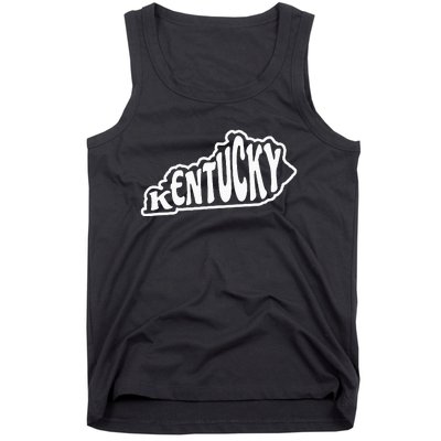 Kentucky Outline In White Tank Top