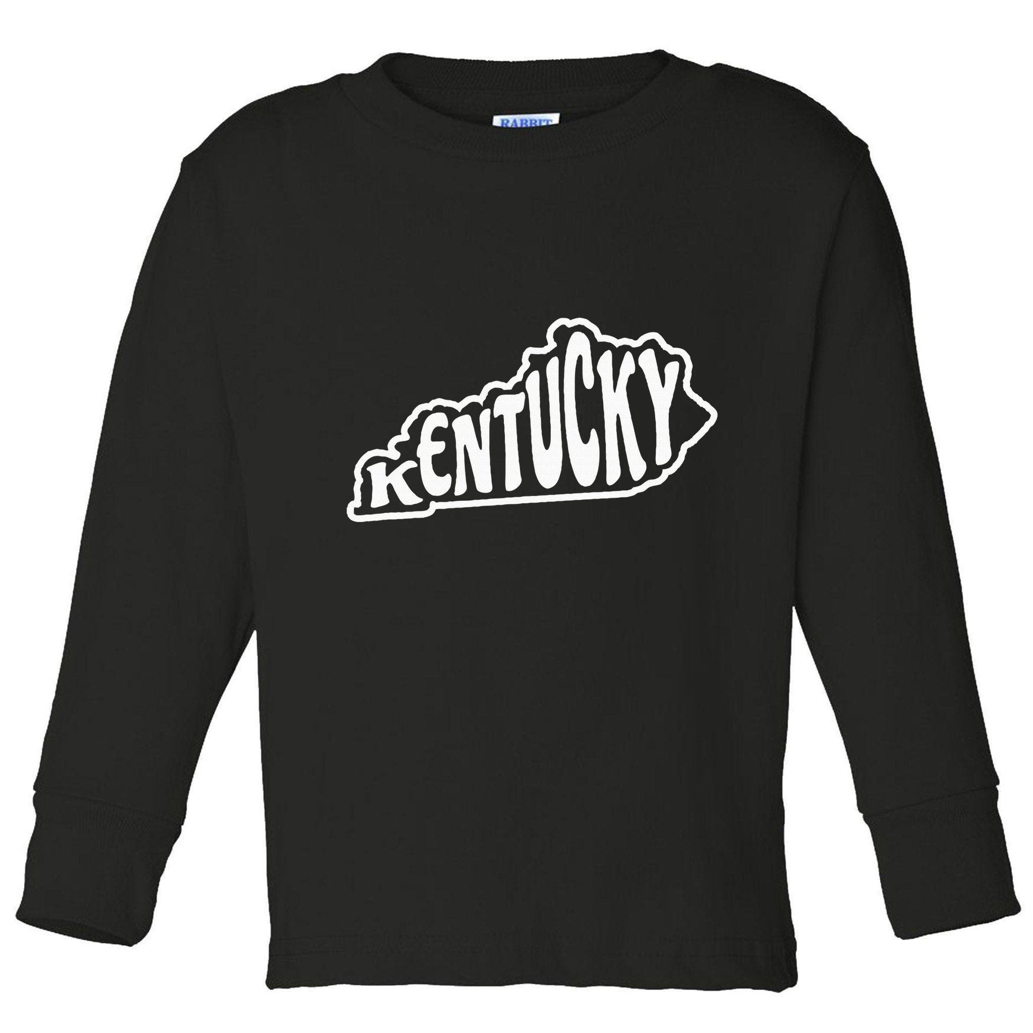 Kentucky Outline In White Toddler Long Sleeve Shirt
