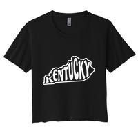 Kentucky Outline In White Women's Crop Top Tee