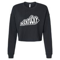 Kentucky Outline In White Cropped Pullover Crew