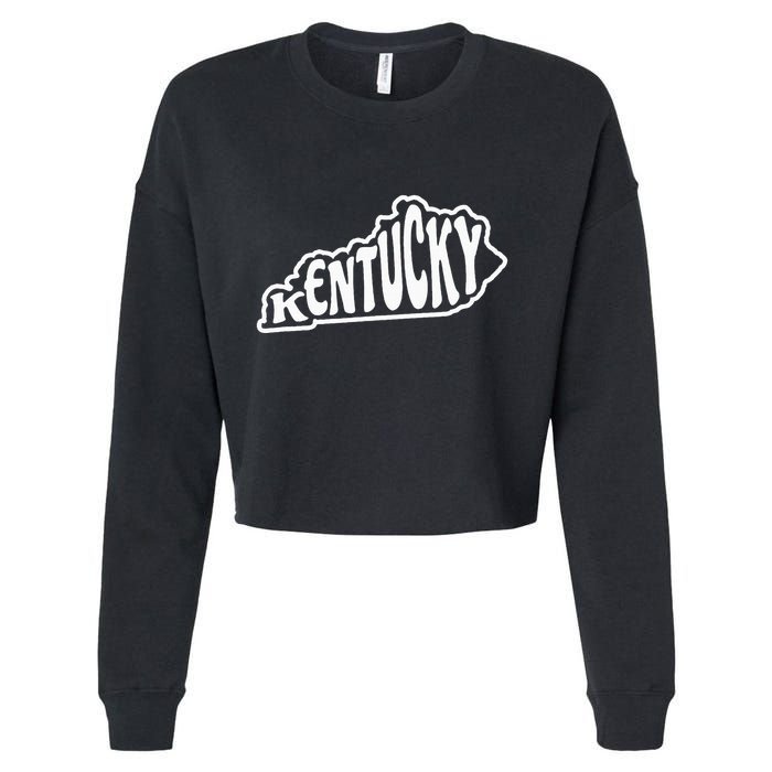 Kentucky Outline In White Cropped Pullover Crew