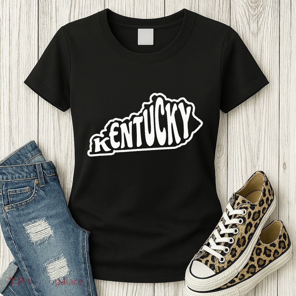 Kentucky Outline In White Womens T-Shirt