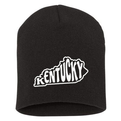 Kentucky Outline In White Short Acrylic Beanie