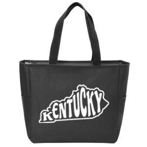 Kentucky Outline In White Zip Tote Bag