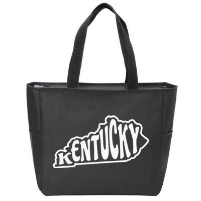 Kentucky Outline In White Zip Tote Bag