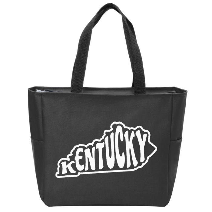 Kentucky Outline In White Zip Tote Bag