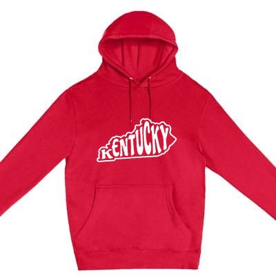 Kentucky Outline In White Premium Pullover Hoodie