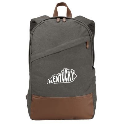 Kentucky Outline In White Cotton Canvas Backpack