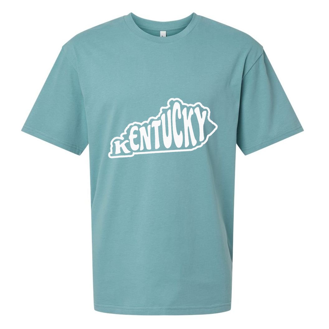 Kentucky Outline In White Sueded Cloud Jersey T-Shirt